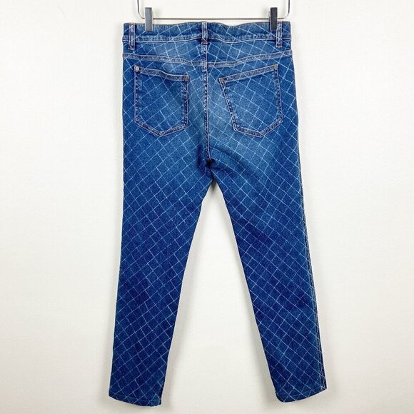CHANEL | 2017 Spring Skinny Blue Jeans White All Over Diamond Print 40 - Picture 2 of 11